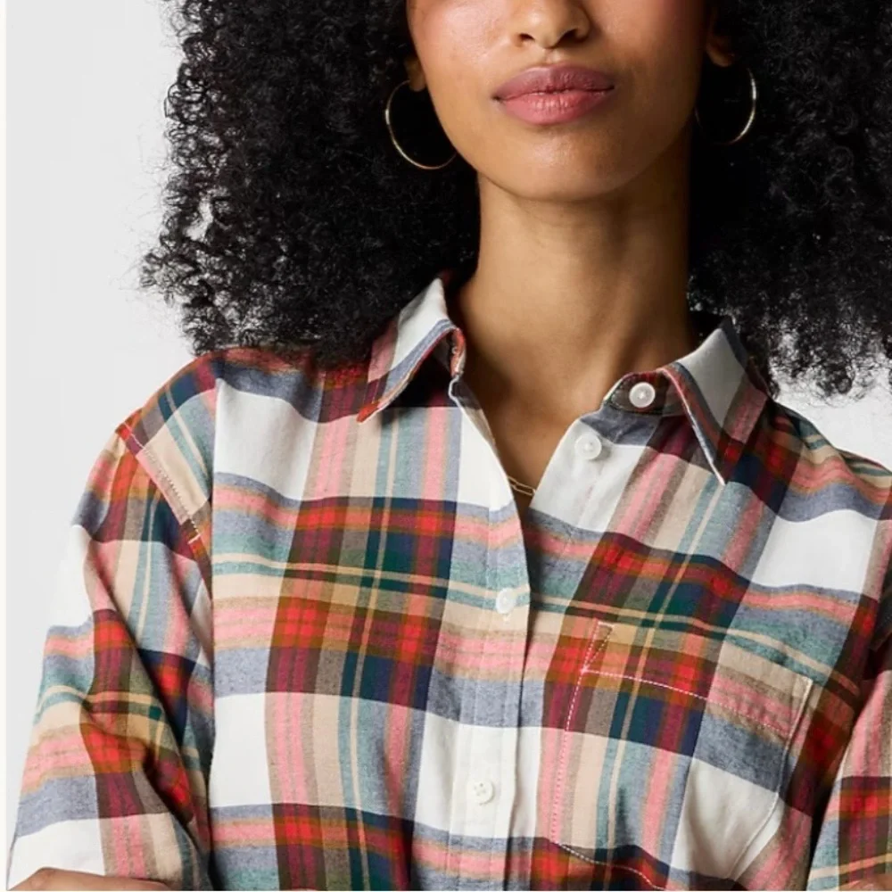 J. Crew Women’s Classic Button Up Flannel Shirt NWT PS Red Plaid
